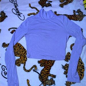 Light Purple Long-Sleeve Turtleneck Crop Top - Women